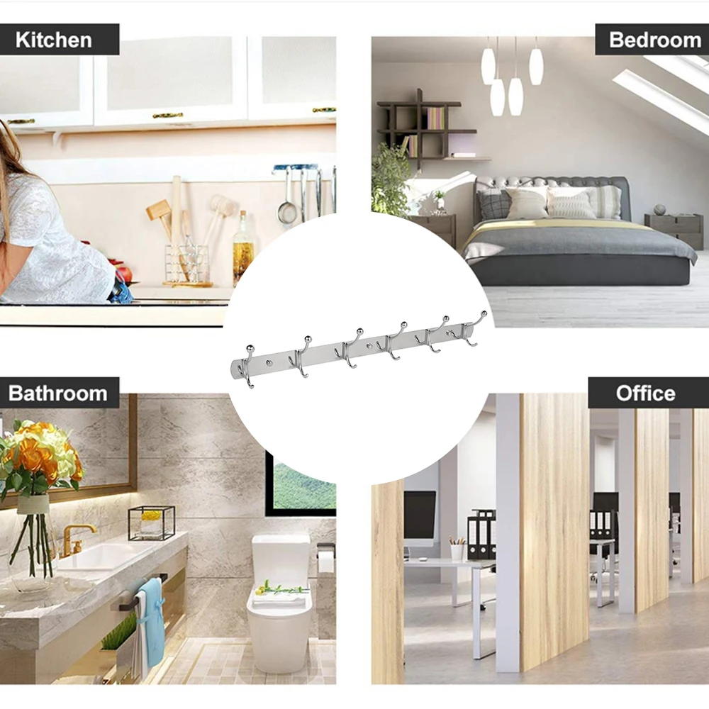 

Stainless Steel Coat Rack Wall Mounted Hat Cloth Towel Rack Key Bag Hat Clothes Coat Door Hanger Bathroom Storage Hook