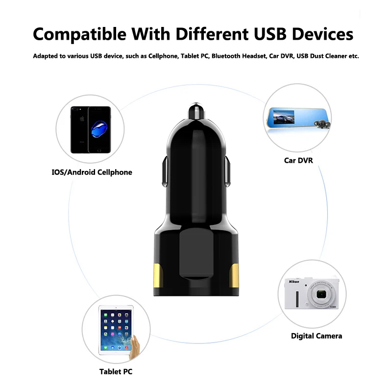 QC3.0 двойной зарядное устройство USB 3.1A адаптер Авто металлическое зарядное устройство для смартфонов/планшетов