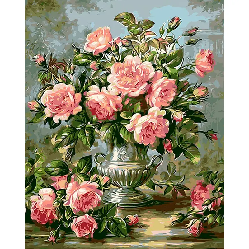 

SELILALI 60x75cm Framed Picture By Numbers Kits For Adults Unique Gift Diy Drawing On Canvas Tea Flower Oil Painting Wall Photo