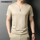 COODRONY брендовая летняя Новинка модная футболка с короткими рукавами и воротником Генрих, Мужская мягкая крутая футболка высокого качества, одежда C5211S