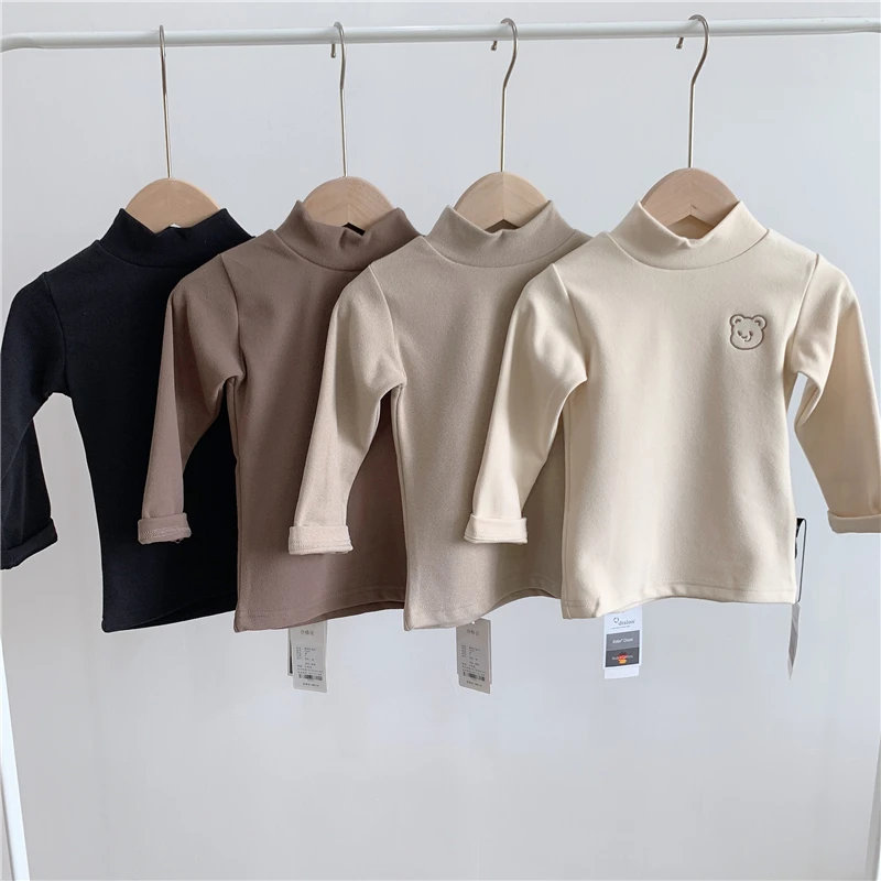 

Зимняя одежда для маленьких мальчиков, новинка 2020, Вельветовая утепленная хлопковая детская футболка, Повседневная однотонная Мягкая водо...