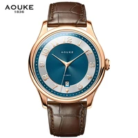 2021 new aouke mens automatic mechanical watch genuine dress simple business mens belt waterproof sapphire seagull watch