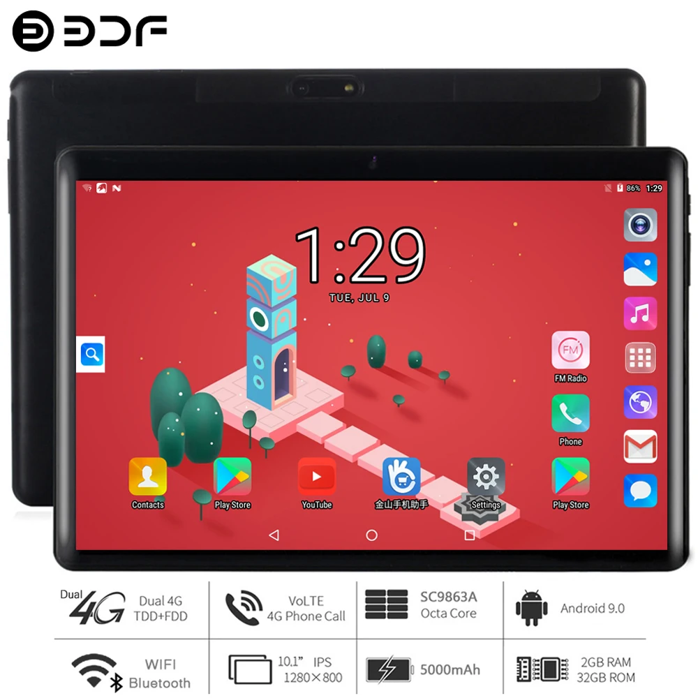 

BDF 2022 новый планшетный ПК 10,1 дюймов Android 10,0 планшеты 2 ГБ/32 ГБ Tab Octa Core 4G LTE телефонные звонки планшет Android 10 дюймов