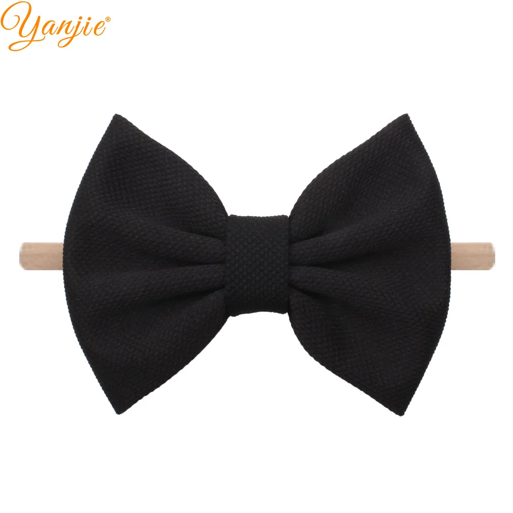 5 inch bow-black 7 дюймовая повязка на голову с большим бантом для девочек, г., однотонные большие банты для волос, эластичные тюрбан, повязка на голову, детский топ с бантом, повязка на голову, аксессуары для волос - Цвет: 5 inch bow-black