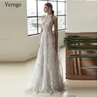 Элегантное ТРАПЕЦИЕВИДНОЕ свадебное платье Verngo 2020, сексуальное кружевное свадебное платье с открытой спиной и цветочным принтом, кружевное винтажное Цветочное платье невесты
