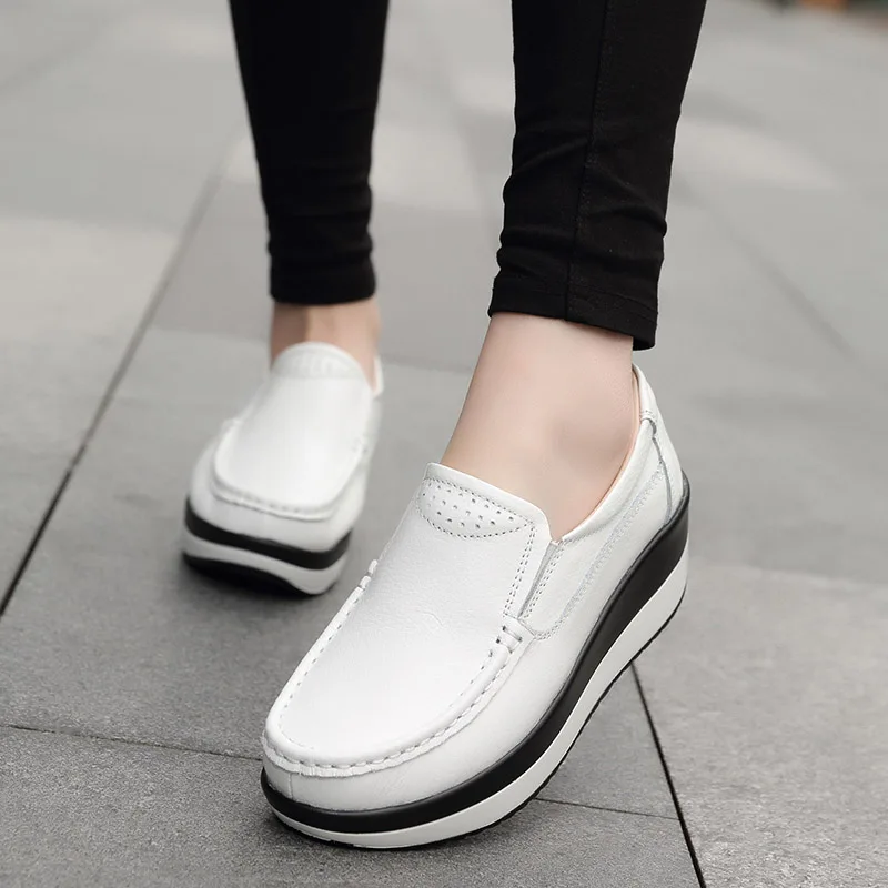 

Women Flats Platform Loafers Ladies Elegant Genuine Leather Moccasins Shoes Woman Autumn Slip On Casual Women's Shoes