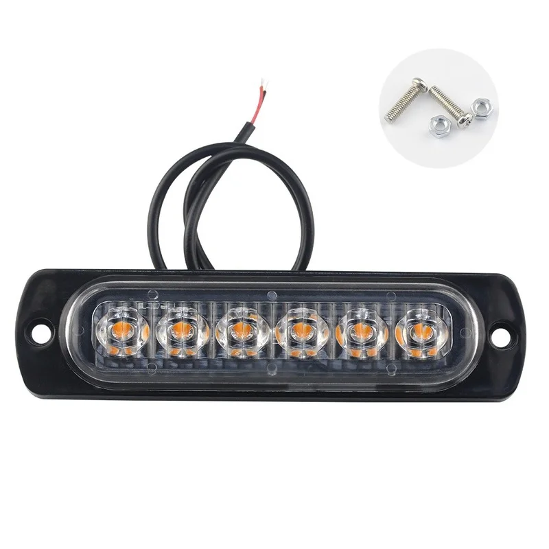 

1pcs New 6-light Ultra-thin Warning Light Motorcycle Pickup Flashlight 12 Universal Ultra-thin Flashlight 6LED Spot Light