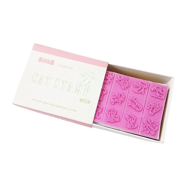 

12 шт./компл. Новый Кот DIY деревянный комплект резиновых штампов Ремесла ручная наклейка фотоальбом прозрачные штампы
