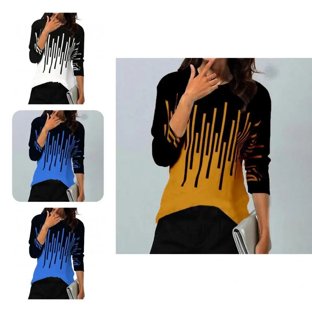 

3 цвета стильный приталенный топ с круглым вырезом футболки обычный пуловер Топ Элегантный для дома