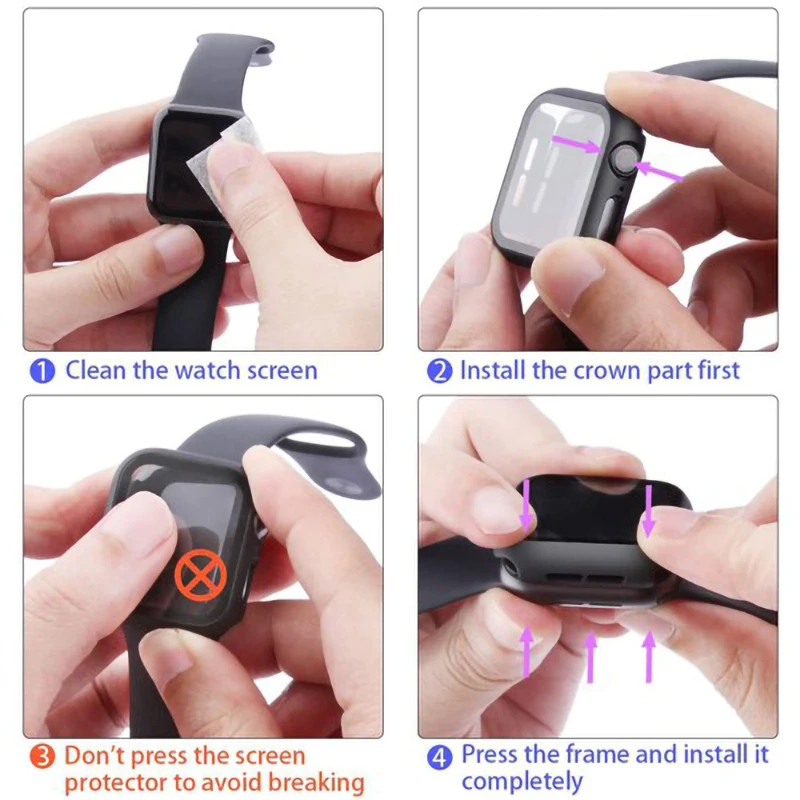 Glass+Case For Apple Watch Series 7 6 5 4 3 SE 2 1 Screen Protector+Cover iWatch case 45mm 41mm 44mm 40mm 42mm 38 mm Accessories