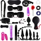 Наручники, 24 шт., бандаж, сексуальные эротические игрушки для взрослых, игры, плюшевые наручники, вибратор, зажимы, Анальная пробка, набор инструментов для БДСМ