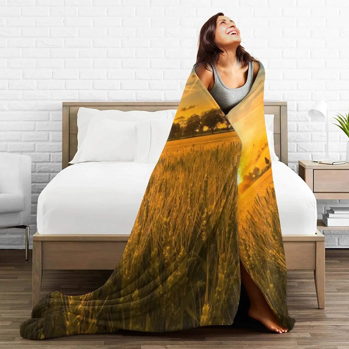 

Wheat New 3D Personality Printed Flannel Blanket Sheet Bedding Soft Blanket Bed Cover Home Textile Decoration