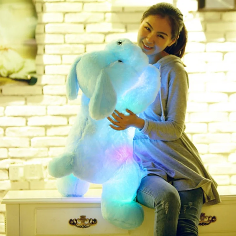 

Cartoon Dog Plush Luminous Toy Colorful Glowing Stuffed Doll Birthday Gifts Sofa Pillow Music Kids Girl Room Decor Photo Props
