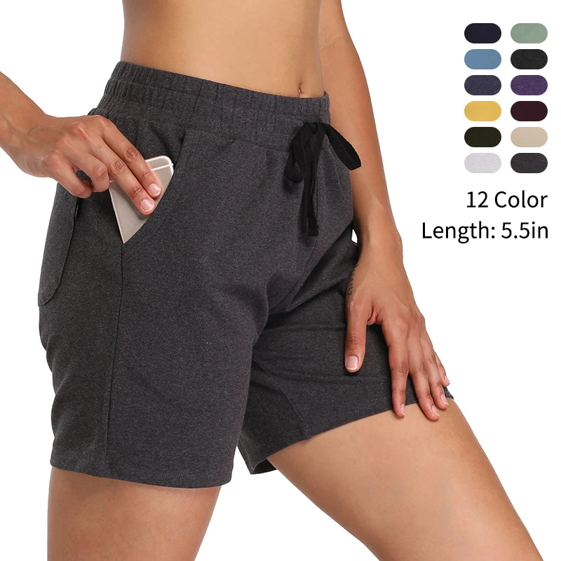 

Women Running Shorts Comfy Drawstring Elastic Waist Shorts for Women Cotton Pull On Short with Pockets Workout Shorts