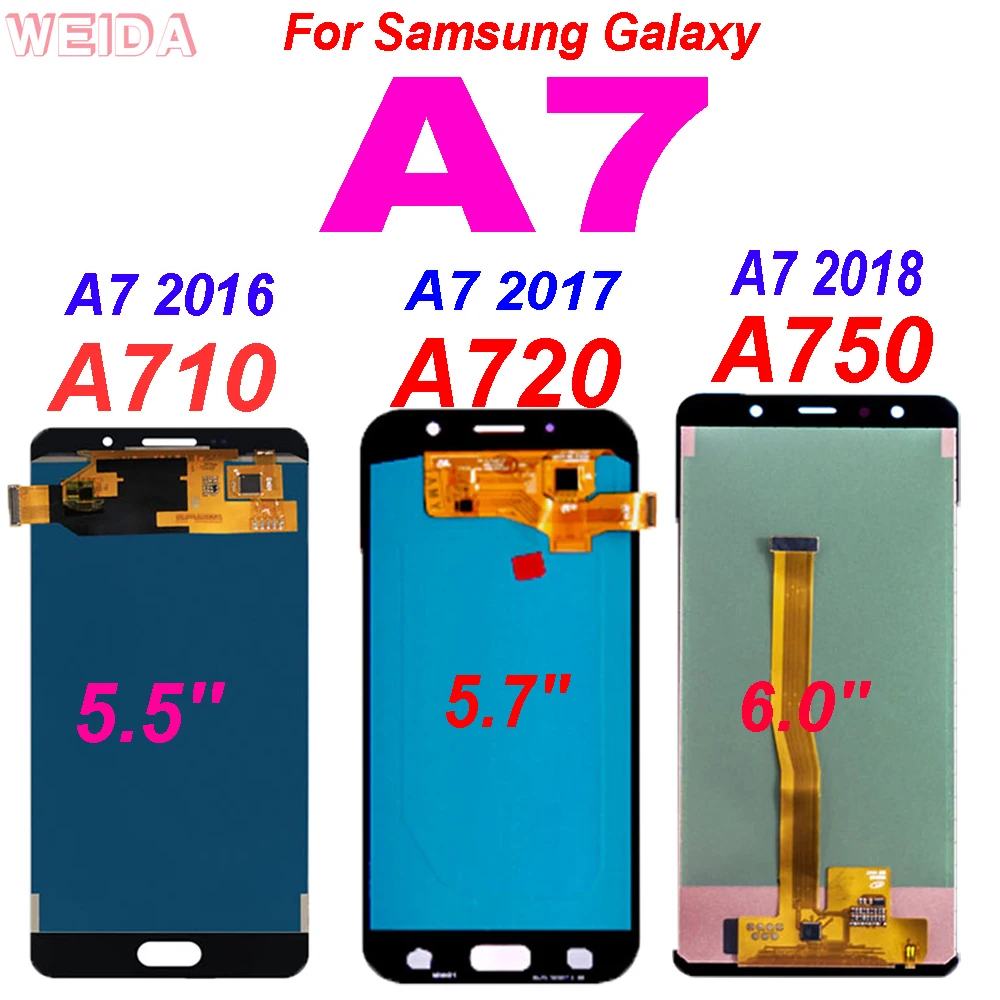 Для Samsung Galaxy A7 ЖК 2016 2017 2018 A710 A720 A750 дисплей сенсорный экран дигитайзер для сборки