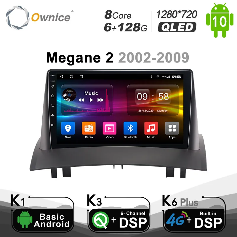 

6G+128G Ownice Android 10.0 for Renault Megane 2 2002 - 2009 Car Radio Auto Multimedia Video Player head Unit 4G LTE BT5.0 SPDIF