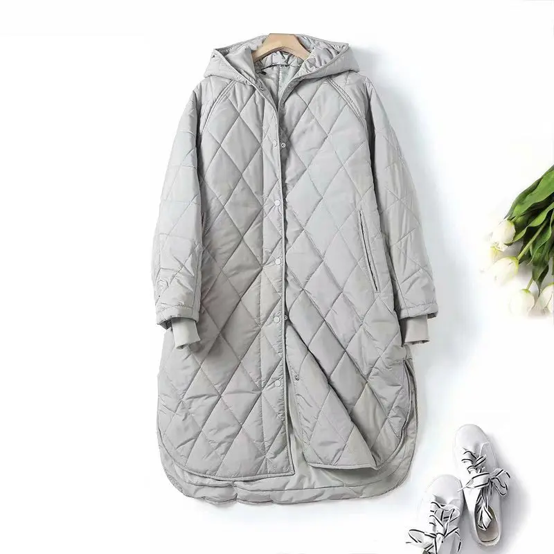 WYWMY Long Jacket Coats Women Parkas Winter Elegant Cotton Vintage Rhombus Pattern Solid Oversized Jacket Warm Plaid Coat Female