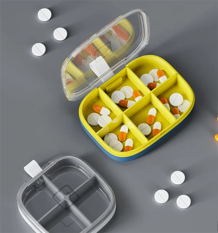 

Mini Pill Case Medicine Pill Box Organizer Storage Box Portable 4/6 Girds Pill Box Splitters Container