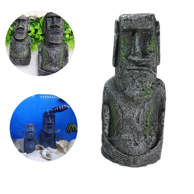 Искусственные аквариумные украшения из смолы статуя с острова Пасхи подводное