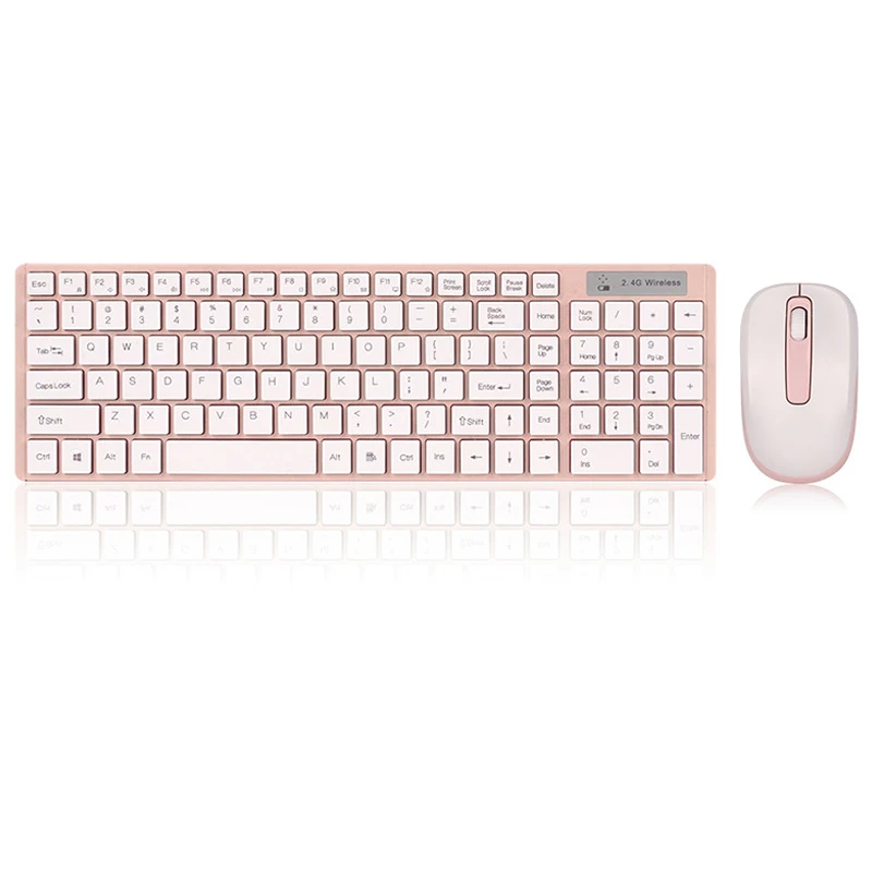 2 4G Беспроводная Бесшумная клавиатура мультимедийная полноразмерная