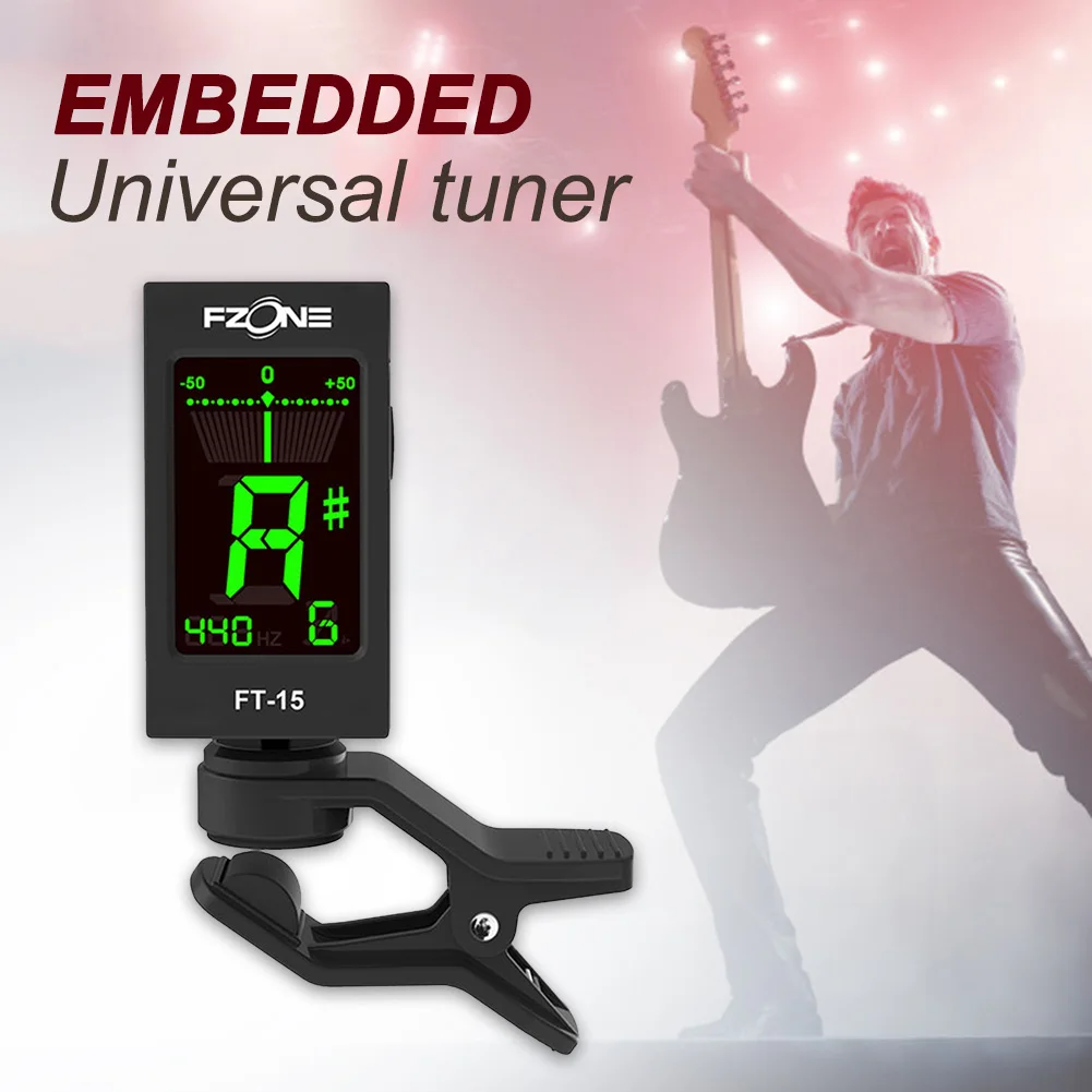 

FT-15 Guitar Tuner Ukulele Violin Bass Universal Tuner Rotatable Chromatic Clip on Tuner