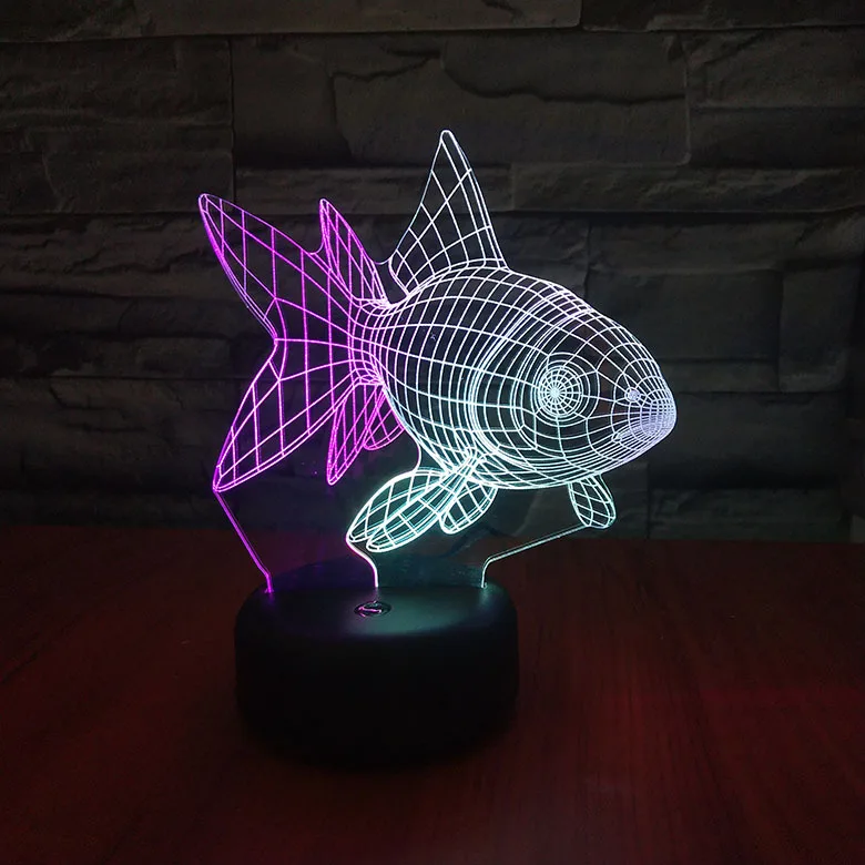 

Colorful Fish Led 3d Illusion Night Light 7 Color Change Touch Mood Table Lamp for Kids Gifts Home Living Room Bedroom Decoation