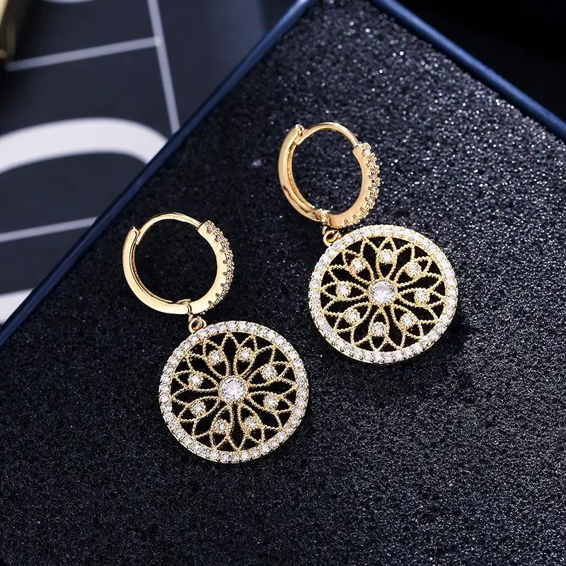 

14K Gold Real Diamond Earring Round Hollow Wedding pure Gemstone for Women Peridot Bizuteria Drop Earring Jewelry Orecchini