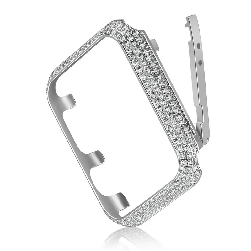 Сверкающий чехол с кристаллами и бриллиантами для apple watch series 5 4 3 2 1, металлический бампер, защитная рамка, чехол для iwatch 44/40/42/38 мм