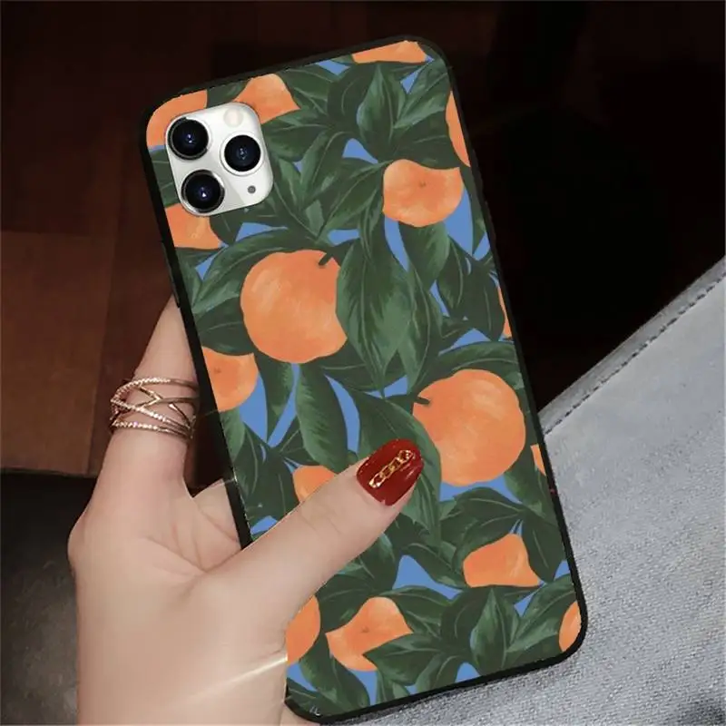

Summer green leaves fruit lemon peach Phone Case for iPhone 11 12 pro XS MAX 8 7 6 6S Plus X 5S SE 2020 XR