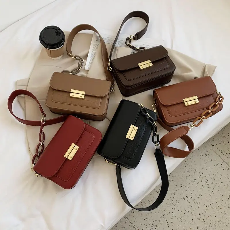 

Pattern PU Leather Casual Crossbody Bags for Women 2021 Designer Small Flap Shoulder Bag Trending Chain Hand Bags Women