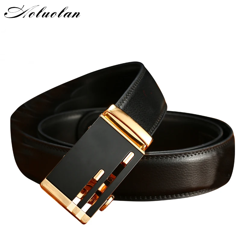 Aoluolan Male Genuine Leather Men belt Strap designer brand Men Top Quality Automatic Buckleb Belts