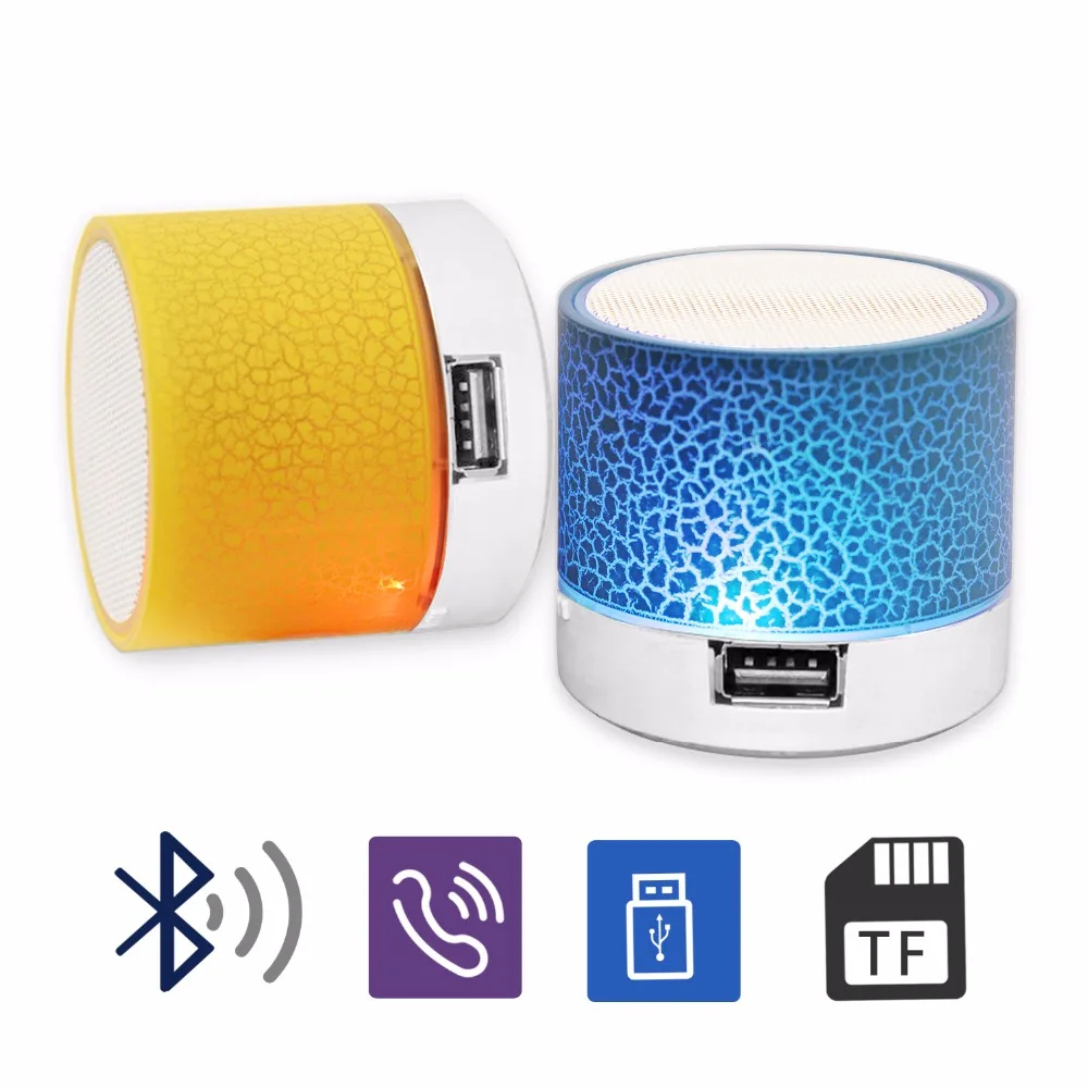 Bluetooth Speaker Mini Wireless Loudspeaker Crack LED TF Card USB Subwoofer Portable MP3 Music Sound Column for PC Mobile Phone