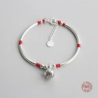 lko seedling silver persimmon bell lucky red rope hand made bracelet for man and women bracelet national style free shipping