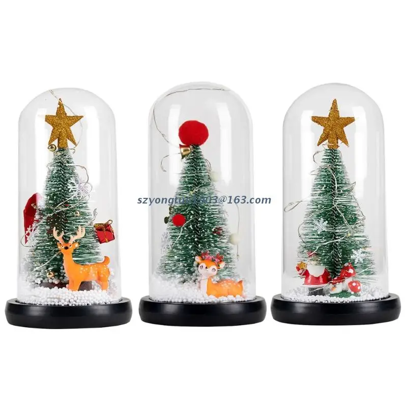 

P82C Christmas Glass Cover Ornament Snow Pine Elk Santa Ornaments for Xmas Party Home Bedroom Dormitory Decoration Supplies