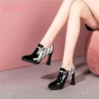 Детская осенне-зимняя универсальная Новинка 2021 женская обувь на толстом каблуке короткие ботинки из лакированной кожи на высоком каблуке ботинки мартинсы