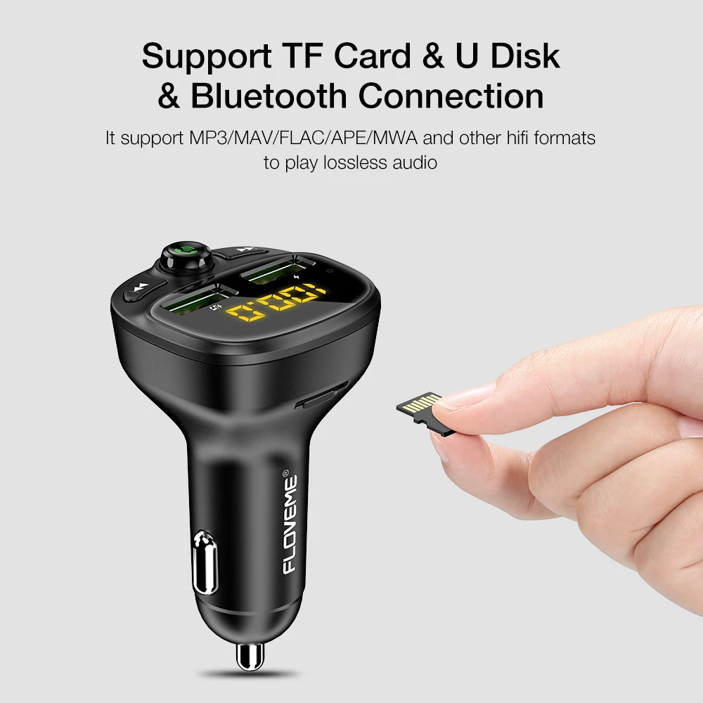 Автомобильное зарядное устройство FLOVEME 3.4A с Bluetooth мобильный телефон USB FM