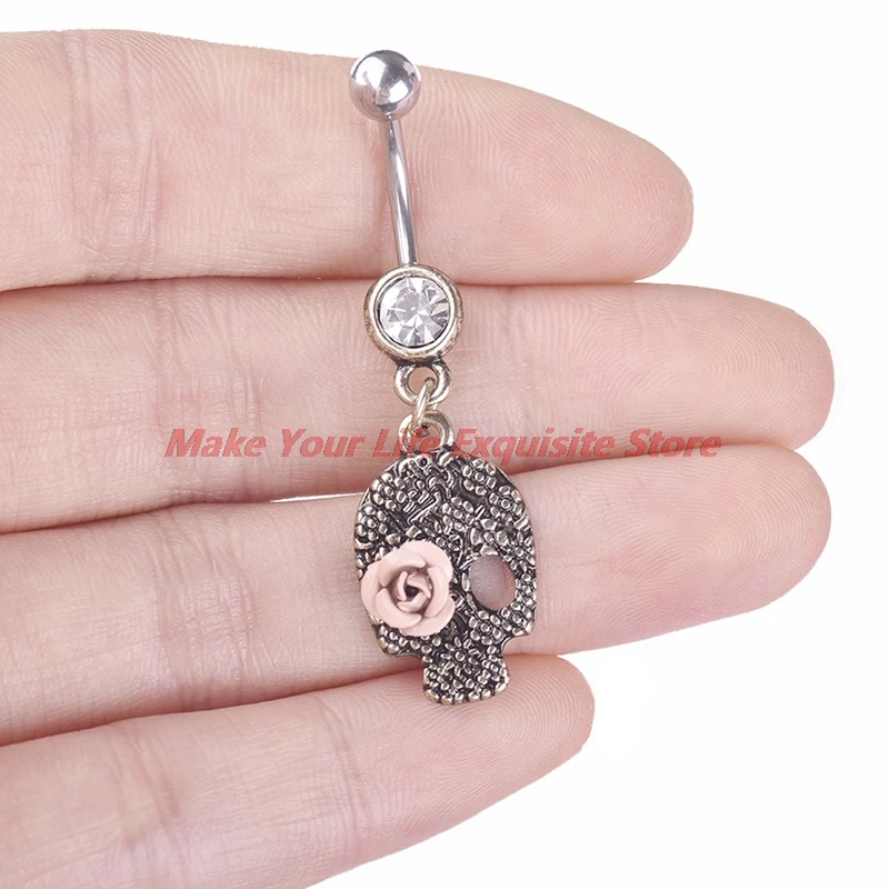 

New Skull Skeleton Belly Button Rings Medical Stainless Steel Butterfly Navel Piercing Navel Rings Body Piercing Jewelry