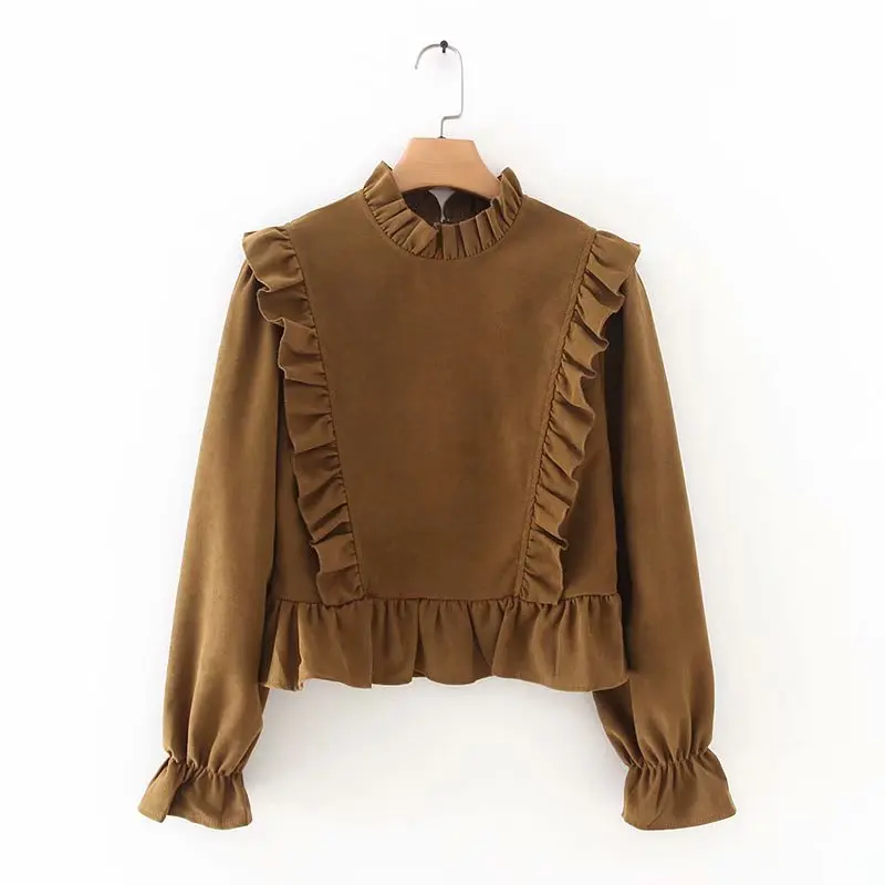 Новые женские модные кружевные одноцветные повседневные блузы с длинным рукавом