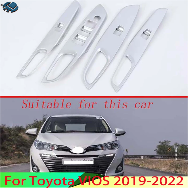 

Для Toyota VIOS 2019-2022, украшение для автомобиля, ABS, хромированный, матовый, для двери, окна, подлокотника, панель переключателя, отделка, молдинг, украшение
