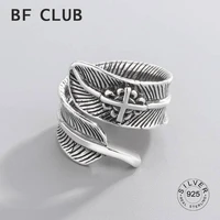 real 925 sterling silver beautiful retro feather ring for elegant women party romantic fine jewelry 2022 gift