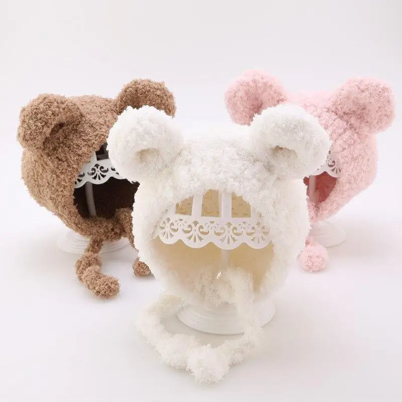 

С милыми ушками детские шапки мягкая теплая одежда для мальчиков и девочек; Шапки для детей Зимние шапки шапка для малышей младенцев, Вязанн...