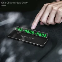 one click hid car temporary parking card phone number ultra thin drawer hideable luminous telephone number plate car accessories