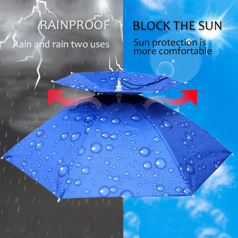 Складная головная шляпа зонтик с защитой от дождя и УФ лучей уличные рыболовные