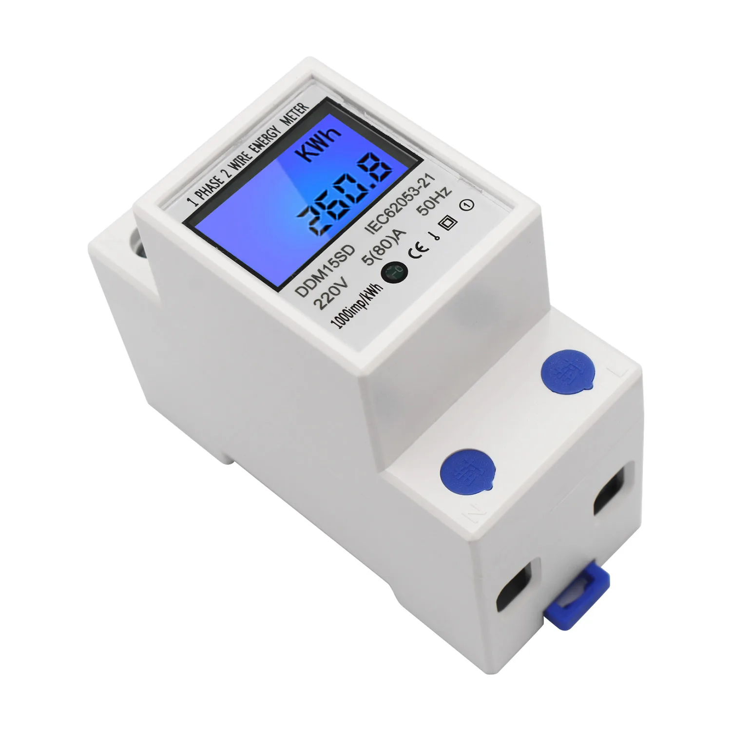 Цифровой однофазный измеритель электроэнергии KKMOON DDM15SD на DIN-рейку диагональ 5-80 А