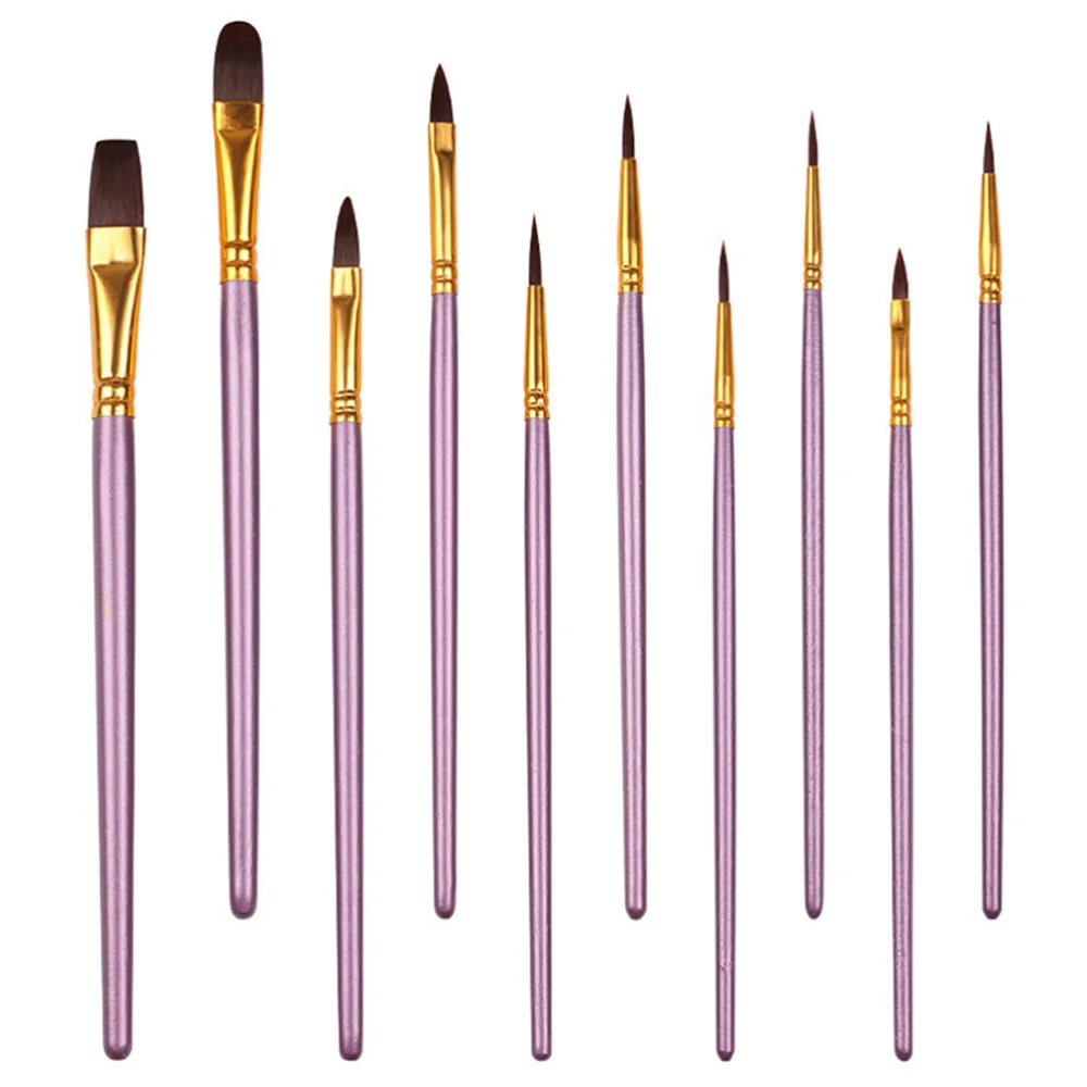 

10PCS Multi-purpose Painting Brush Nylon Watercolor Painting Oil Brush (Violet)