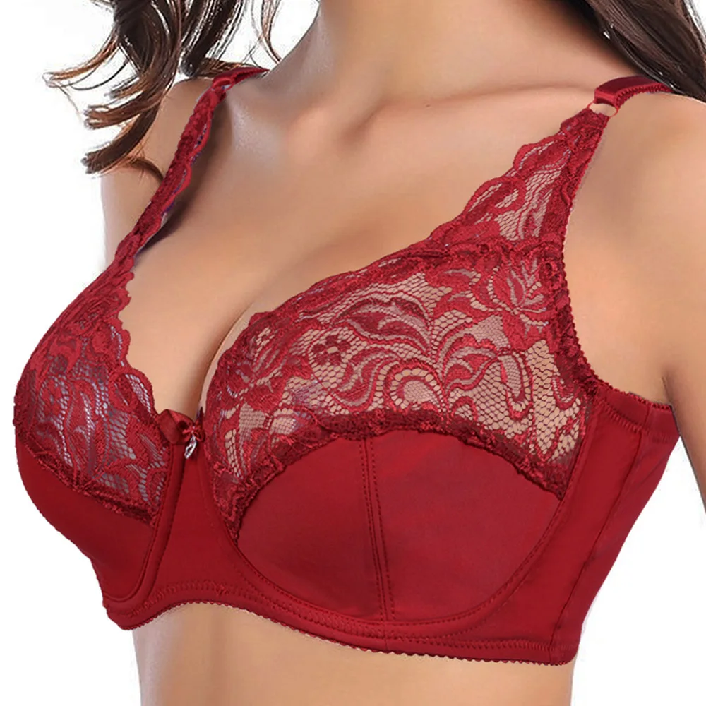 

Lace Deep V Sexy Push Up Bra Adjustable Shoulder Strap Comfortable Lingerie No Padded Underwire Plus Size Clothing for Women