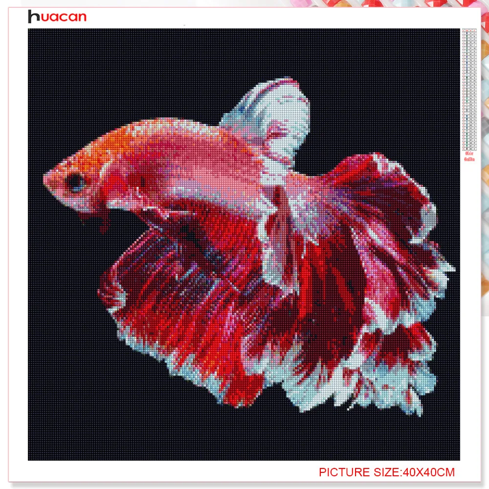 Квадратная/круглая алмазная живопись Huacan сделай сам вышивка с рыбками крестиком