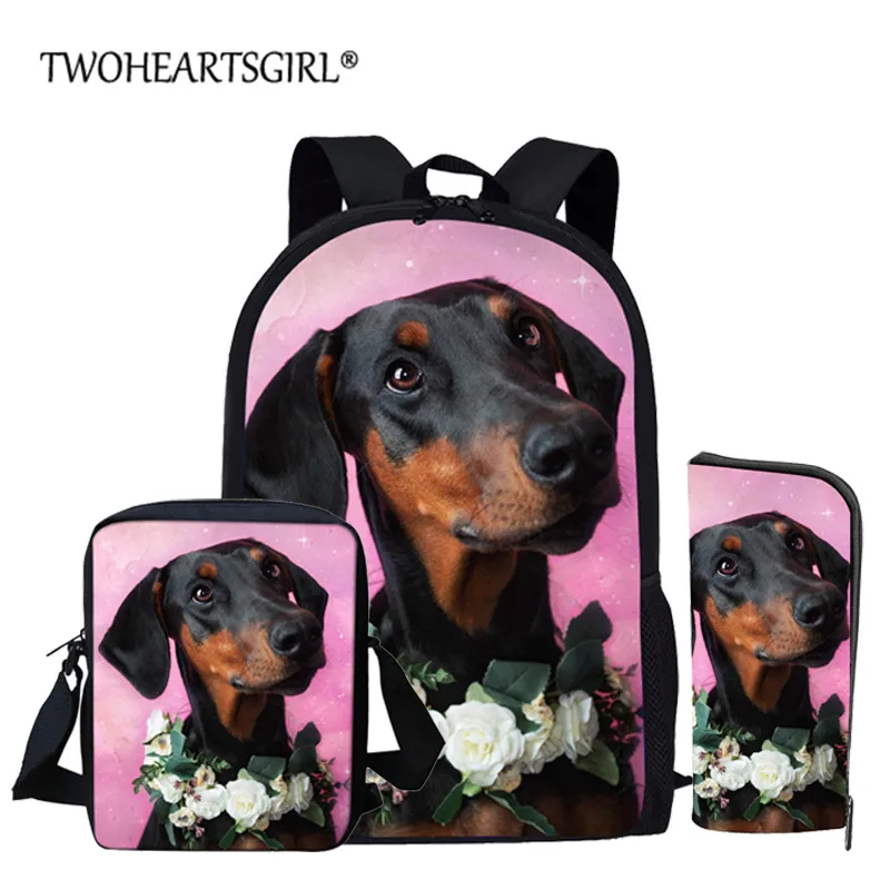 

Портфель для девочек и мальчиков-подростков, с принтом цветка таксы, 3 шт./компл.