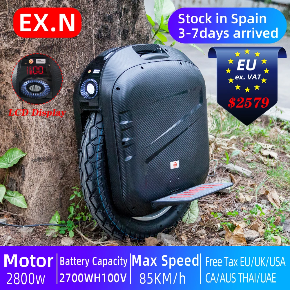 2022 GotWay EX.N Electric Unicycle 100V/2700WH 2800W Hollow motor Monowheel No-load speed 105km/h Duty Free Max speed 80km/h EXN