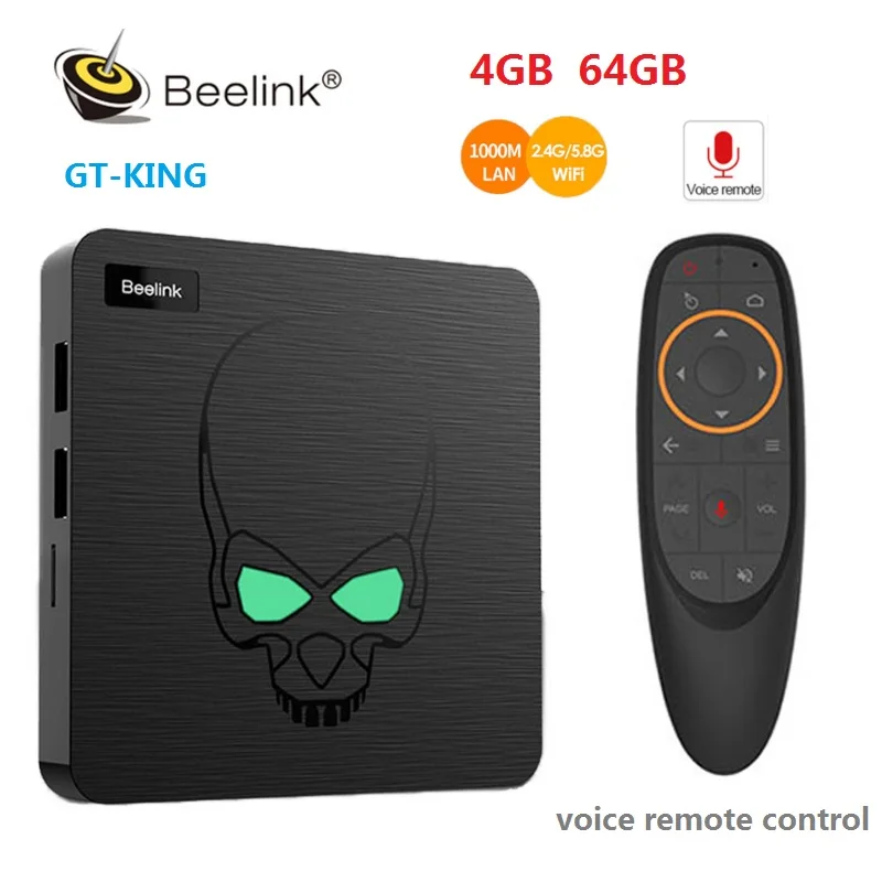 ТВ приставка Beelink GT King Smart Android 9 0 Amlogic S922X 4 ГБ 64 2 4G голосовое управление 5 8G Wi Fi 1000